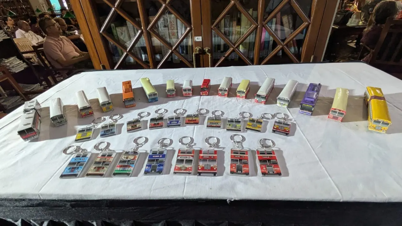 Mumbai marks 100 yrs of BEST motorised bus service with rare tickets, photos Rare and carefully crafted models of BEST buses by Yatin Pimpale were a major attraction at the event. Pic/Special Arrangement