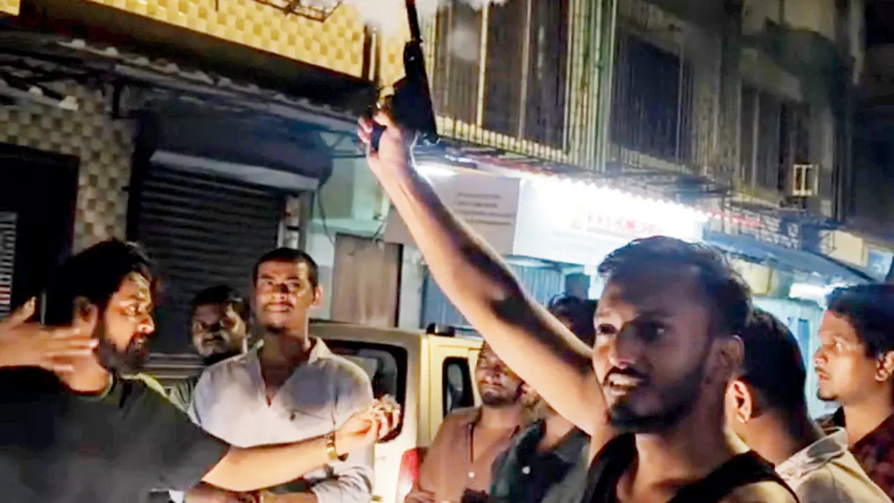 Borivali Police book 10, including birthday boy, over celebratory firing An accused allegedly fires an airgun fitted with a sound-emitting device during the birthday celebration. Pics/By Special Arrangement