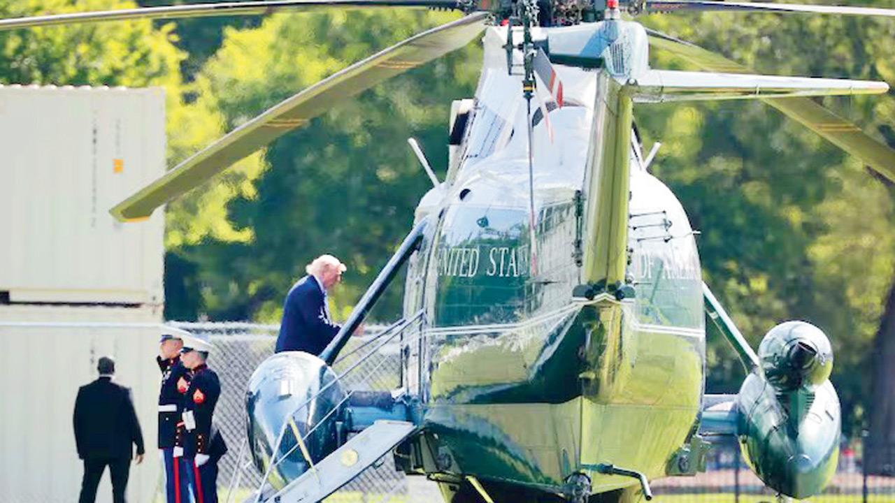 US President Donald Trump steps off Marine One. FILE PIC/AFP
