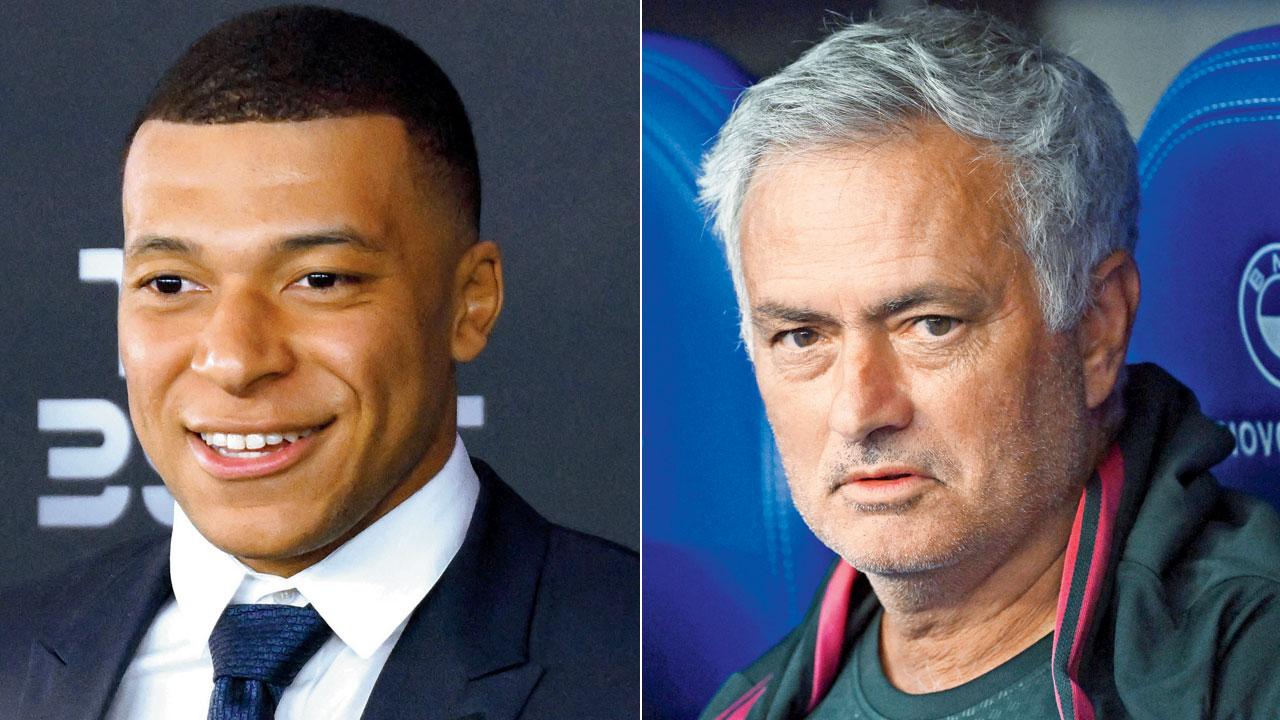 Kylian Mbappe and Jose Mourinho. Pics/AFP