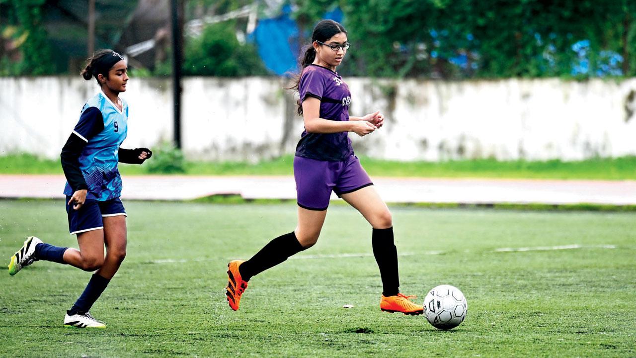 Kiara nets brace as champs Cathedral beat Scottish Cathedral and John Connon’s Kiara Shah during the match vs Bombay Scottish in Bandra on Wednesday. Pic/Atul Kamble
