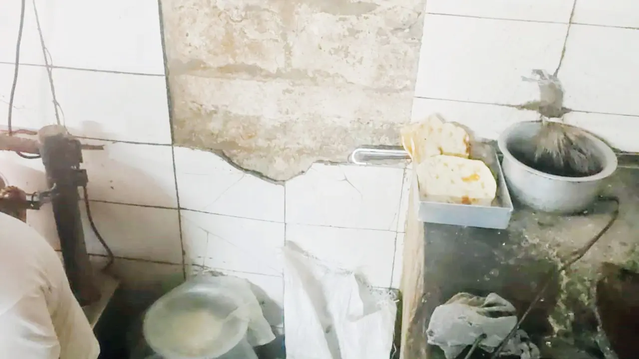Maharashtra FDA shuts down Marian Hotel in Dadar, three other outlets A damaged wall that had fungus near the cooking area of Marian Hotel. Pic/By Special Arrangement
