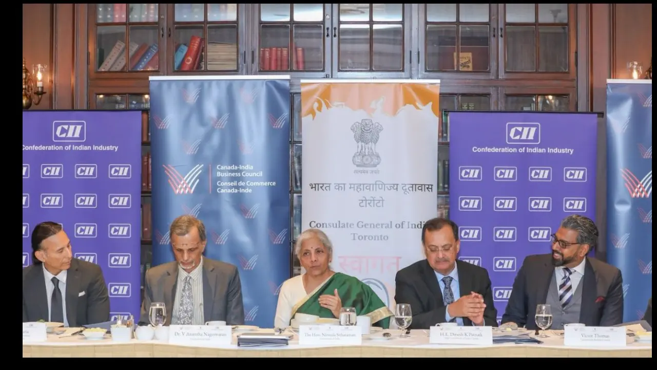 IN PHOTOS: Nirmala Sitharaman meets top Canadian investors Union Minister Finance Minister Nirmala Sitharaman participated in a high-level Business Roundtable with CEOs, Presidents and senior executives of leading Canadian companies in Toronto on Thursday. PIC/PTI