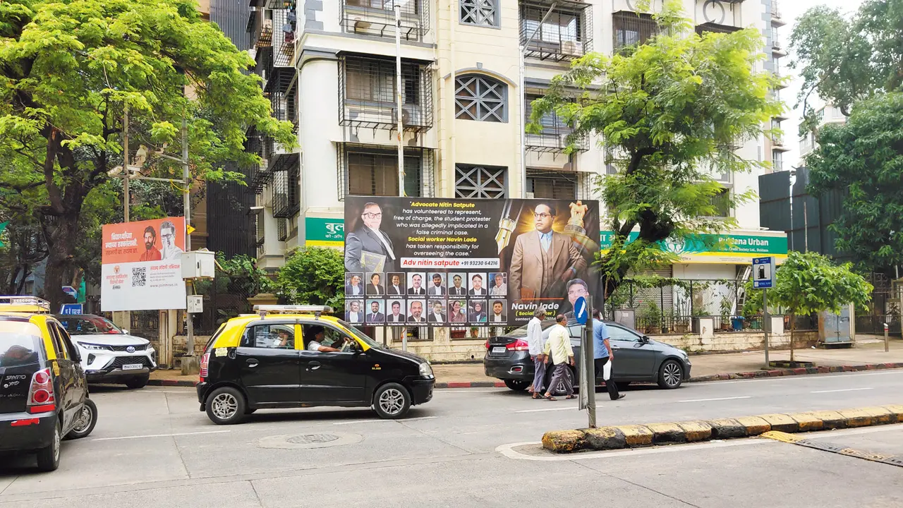 Student protests: Mumbai lawyer steps in to offer free legal aid to protesters The poster that dominated the Shivaji Park skyline has now been removed. Pics/By Special Arrangement