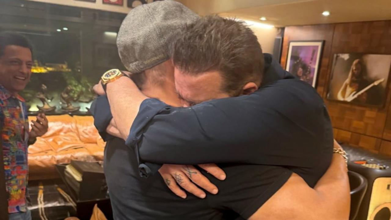 Salman Khan drops pics hugging Sanjay Dutt, calls him ‘sab ka baba’