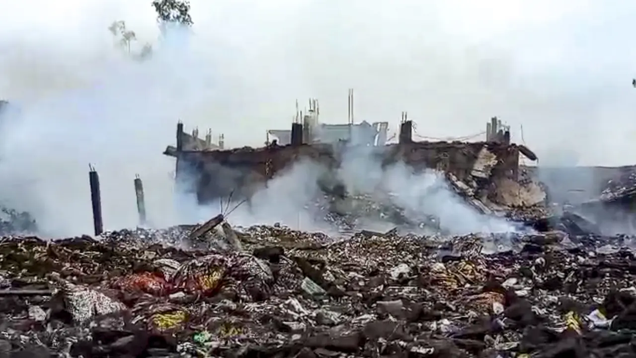 Five killed in massive explosion at firecracker factory in Uttar Pradesh's Kaushambi More than a dozen fire tenders and around two dozen ambulances were sent to the site. Pic/PTI