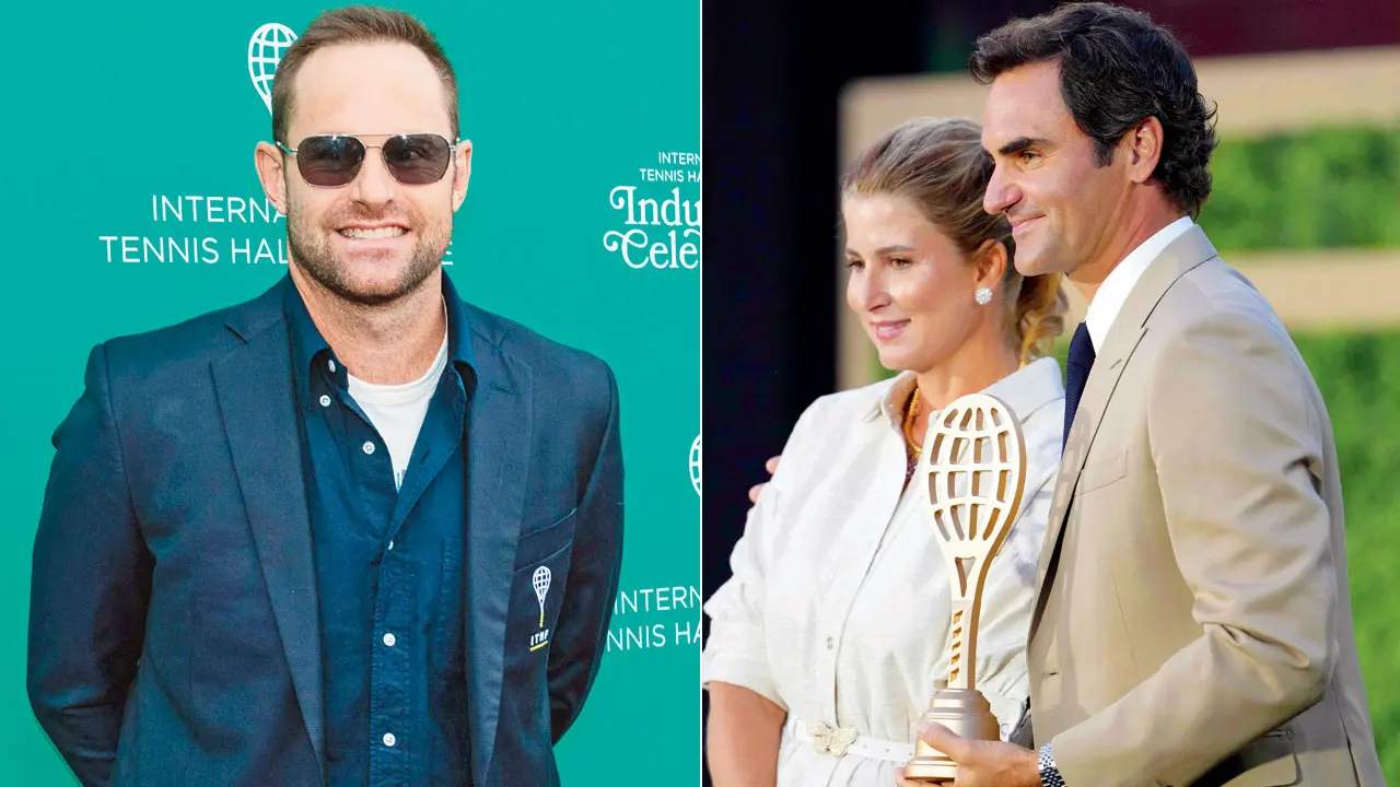 Mirka has the Hall in splits! Federer's wife steals the show in HOF ceremony Andy Roddick; (right) Roger Federer with wife Mirka at his Hall of Fame induction on Saturday. Pic/AFP