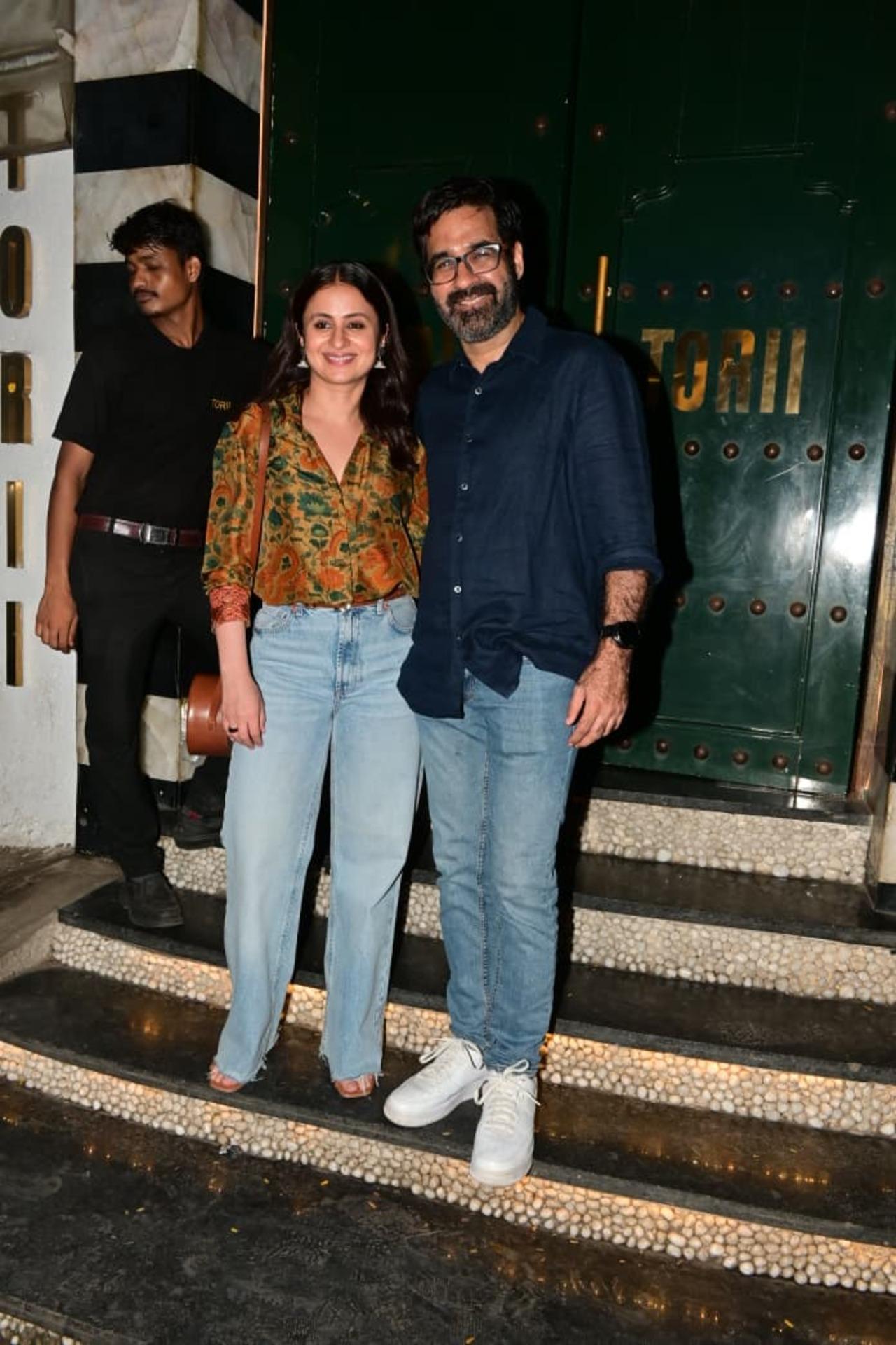 Rasika Duggal and her husband spotted in the city for a dinner night, the duo picked casual outfits with denim and shirt for the date night