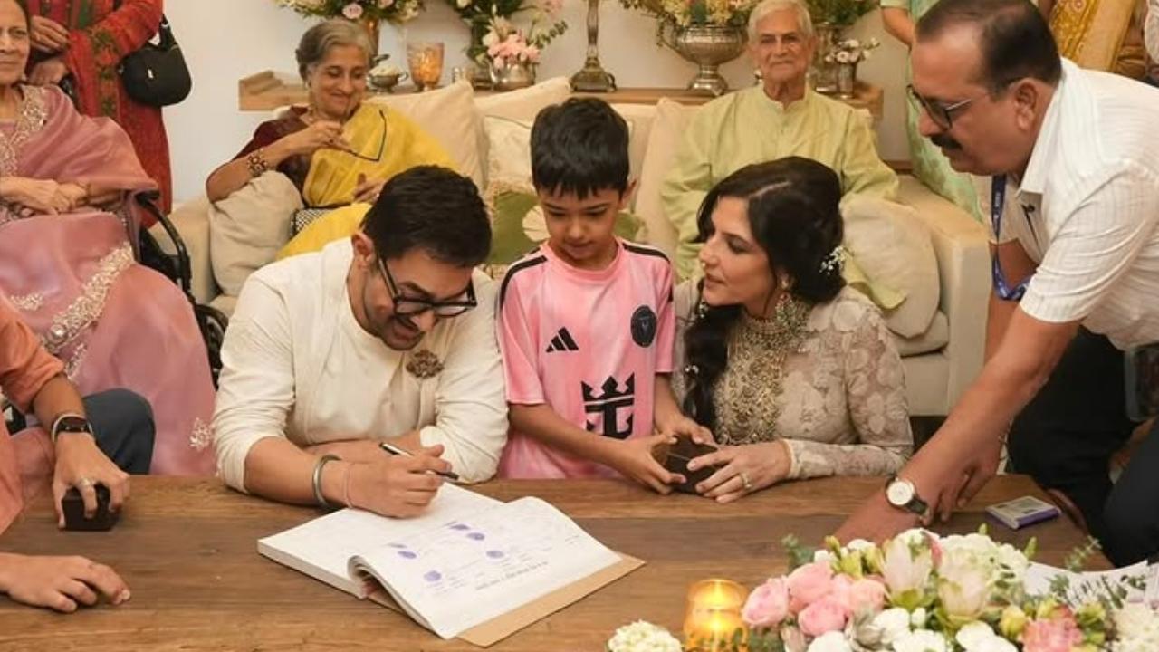 Aamir Khan and Gauri Spratt. Pic via Instagram