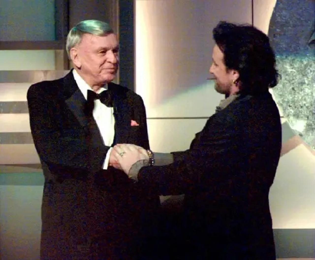 Bono&rsquo;s on-air expletive: In 1994, the U2 frontman dropped an F-bomb during his acceptance speech. Later, Frank Sinatra&rsquo;s lifetime achievement award speech was abruptly cut short by a commercial break.