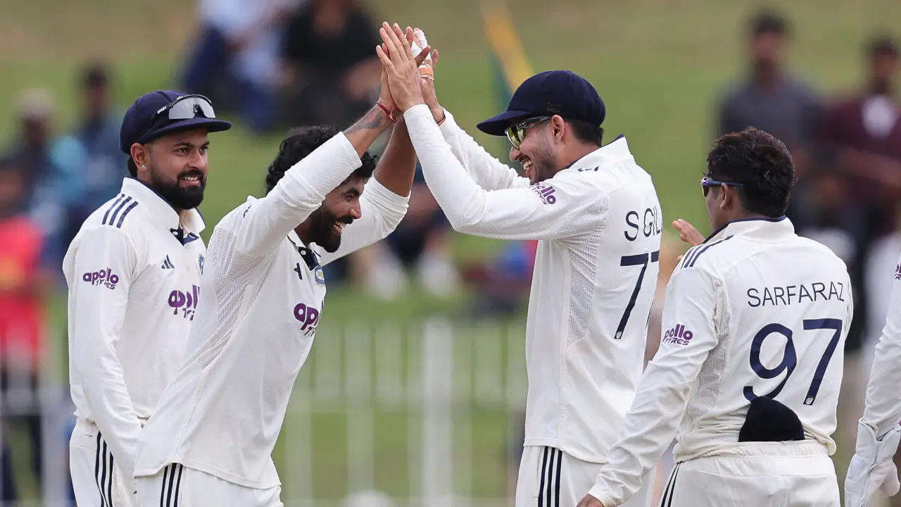Prasidh Krishna claims three wickets; Sri Lanka reach 216 runs at tea on Day 3 Team India's players celebrate a wicket during the second Test match against Sri Lanka (Pic: X/@BCCI)