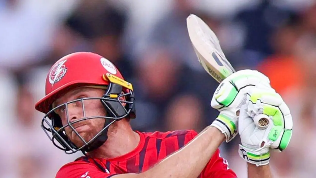 In the Men's Hundred match against Welsh Fire, Manchester Super Giants' Jos Buttler delivered an unbeaten knock of 51 runs in just 20 deliveries, laced with two boundaries and six maximums (Pic: X/@ManchesterSG100)