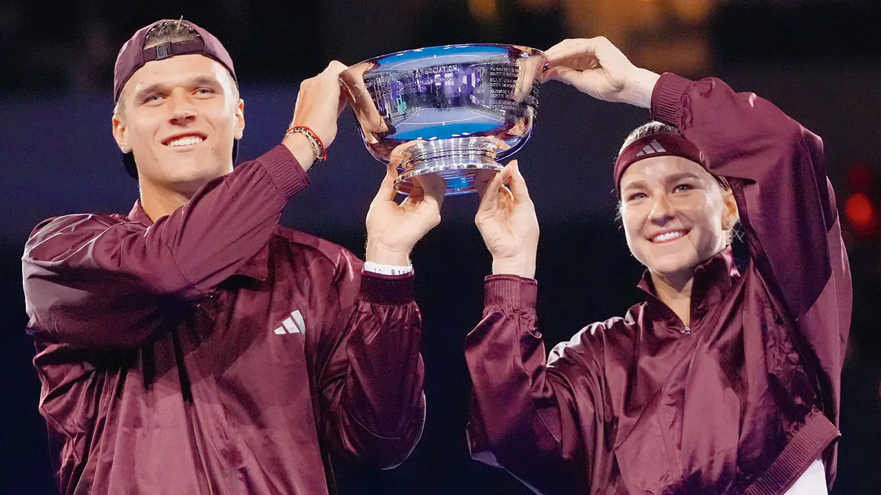 Karolina Muchova-Jakub Mensik win mixed doubles in US Open Champs Jakub Mensik and Karolina Muchova. Pic/AP, PTI