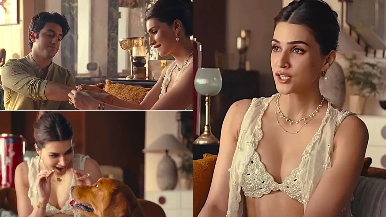 Kriti Sanon trolled over Raksha Bandhan ad, netizens question outfit and pet dog angle Kriti Sanon in Raksha Bandhan ad (Pictures via X)