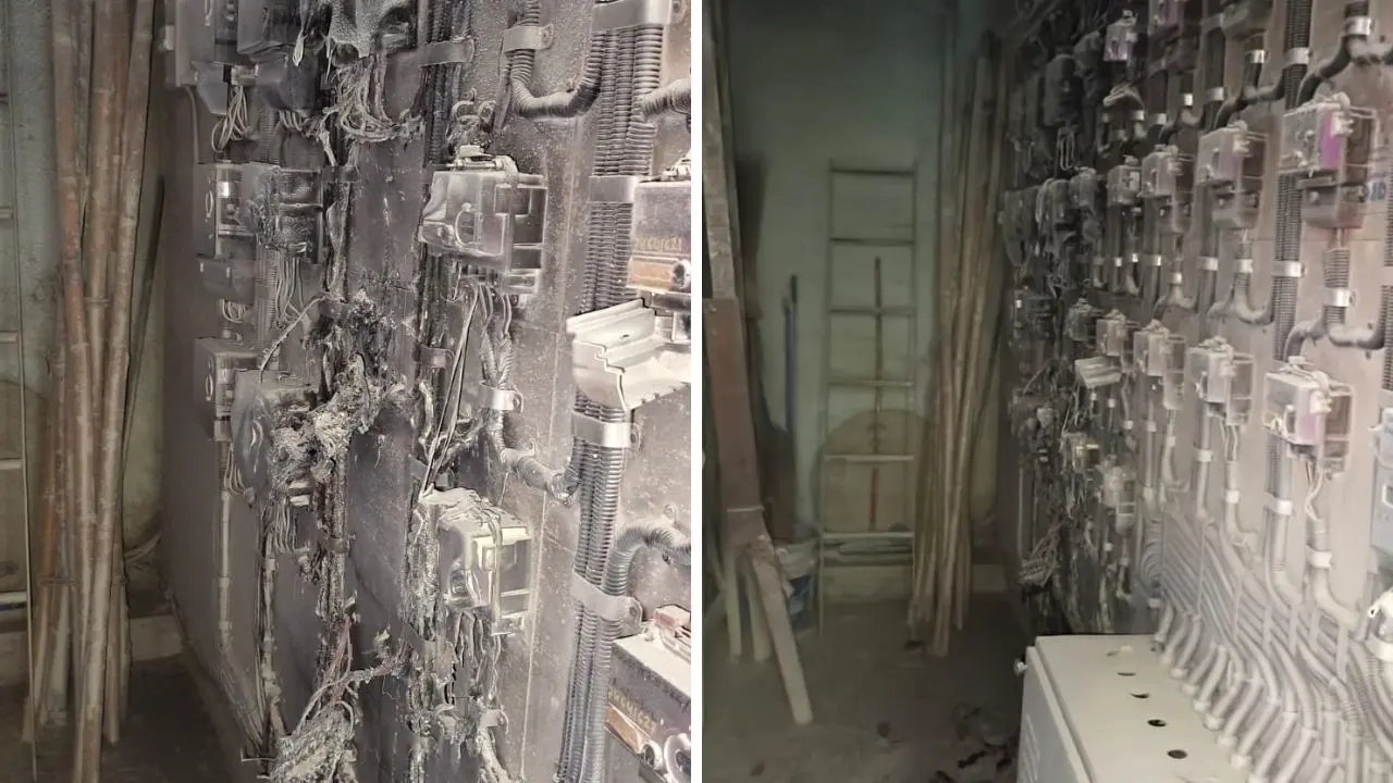 Fire breaks out at Thane society, 135 residents moved to safety amid heavy smoke Firefighters and Disaster Management Cell personnel managed to completely extinguish the blaze. Pic/ Special Arrangement