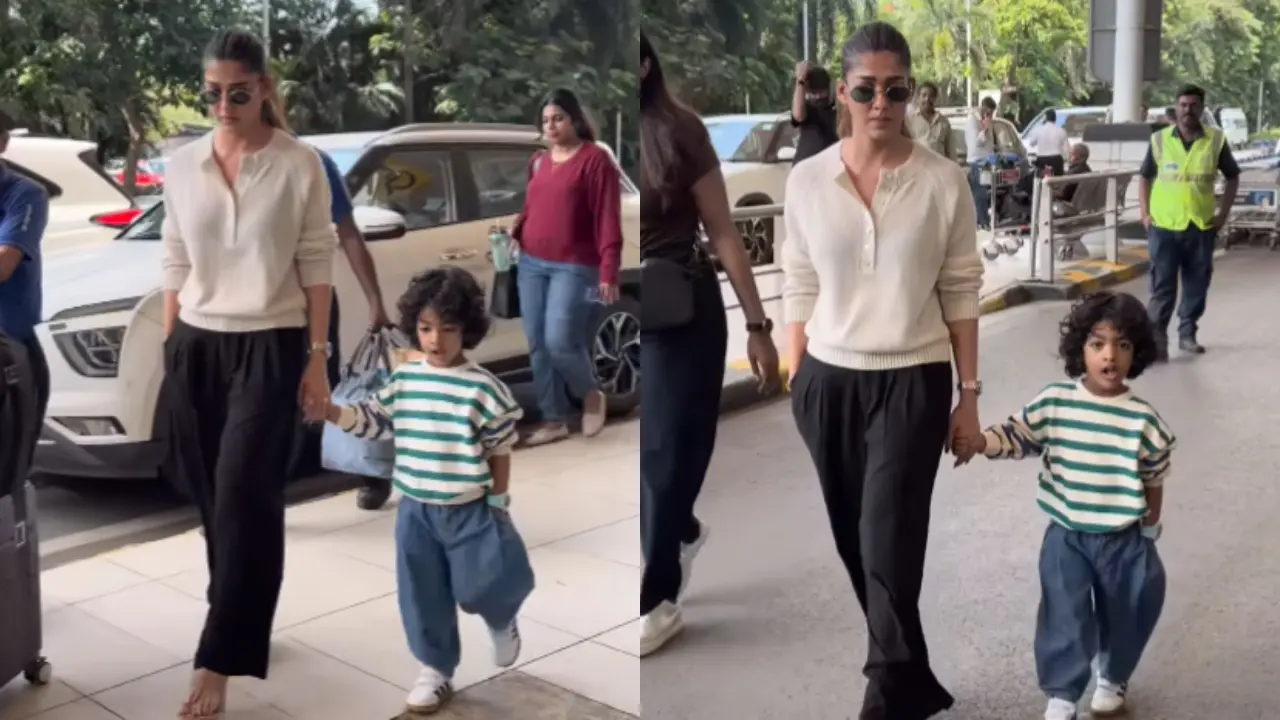 Nayanthara's son cutely copies her walking style at airport - Watch Nayanthara with son. Pics via Instagram