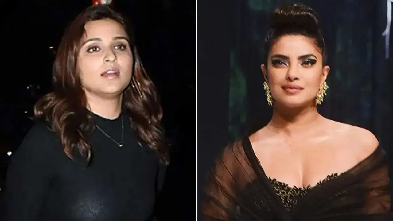 Parineeti Chopra's son Neer receives first Rakhi from sister Malti Marie Parineeti Chopra and Priyanka Chopra. Pics/Yogen Shah, AFP