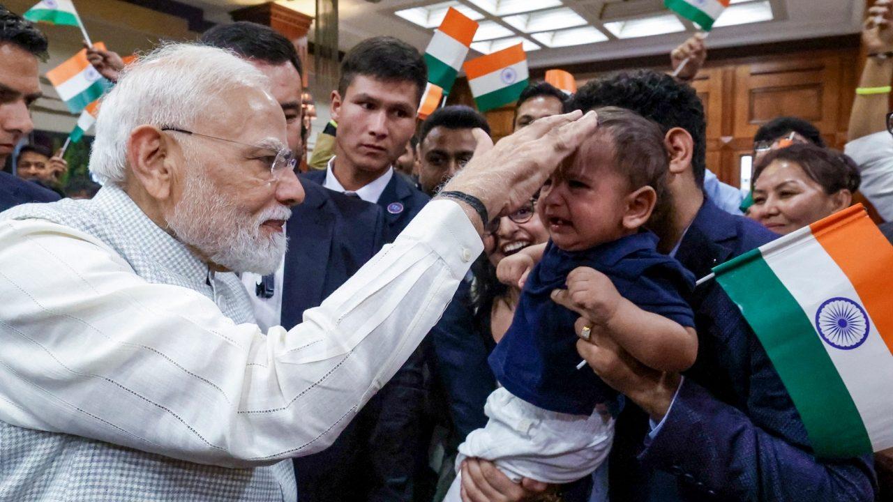 The Indian community was chanting "Bharat Mata ki Jai" and "Vande Mataram". The Indian community was chanting "Bharat Mata ki Jai" and "Vande Mataram".