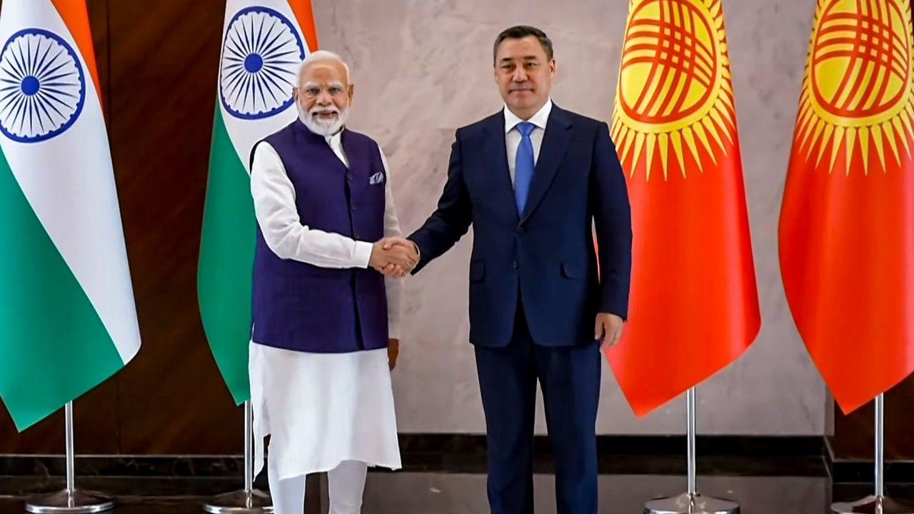 PM Modi holds bilateral talks with Kyrgyzstan President Sadyr Japarov PM Modi during a meeting with the President of the Kyrgyz Republic, Sadyr Zhaparov (Pic/PTI)