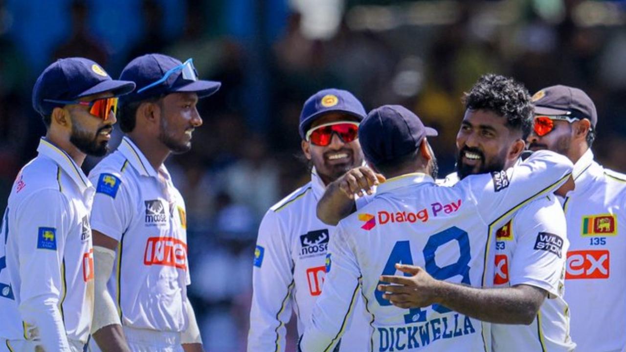 Sri Lanka's Asitha Fernando has claimed four wickets. Keshara Nuwantha has also bagged two wickets. Lahiru Kumara and Prabath Jayasuriya have chipped in with one wicket each. Sonal Dinusha, Dhananjaya de Silva, and Kamil Mishara are yet to claim any wickets (Pic: X/@OfficialSLC)
