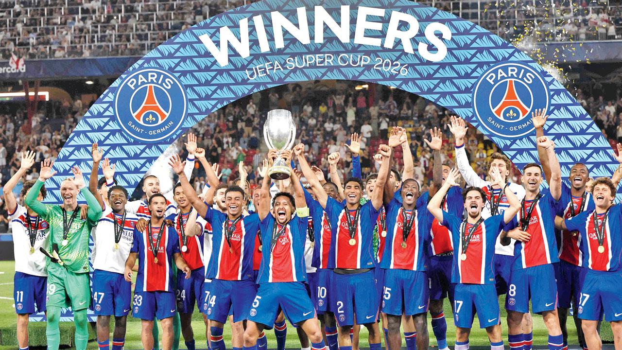UEFA Super Cup: Head coach Luis Enrique speaks about PSG's victory against Aston Villa PSG players celebrate with the UEFA Super Cup on Wednesday. Pic/AFP