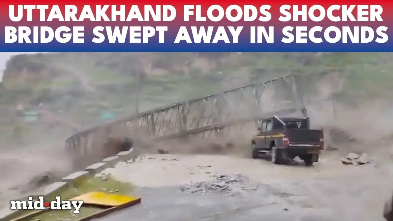 Uttarakhand flash floods: Metal bridge ripped apart by floodwaters in Chamoli
