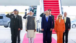IN PHOTOS: PM Modi welcomed by Israeli Premier Benjamin Netanyahu and his wife