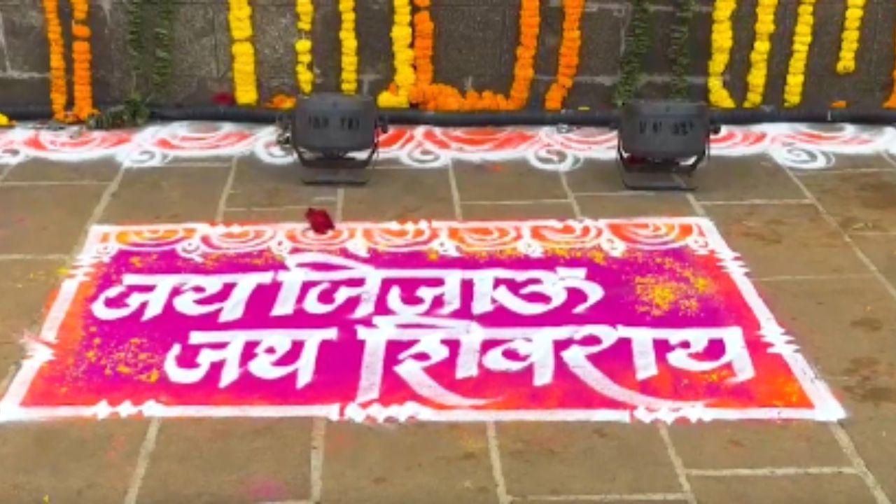 Shivneri Fort was decorated with garlands and rangolis to mark the birth anniversary of Chhatrapati Shivaji Maharaj.