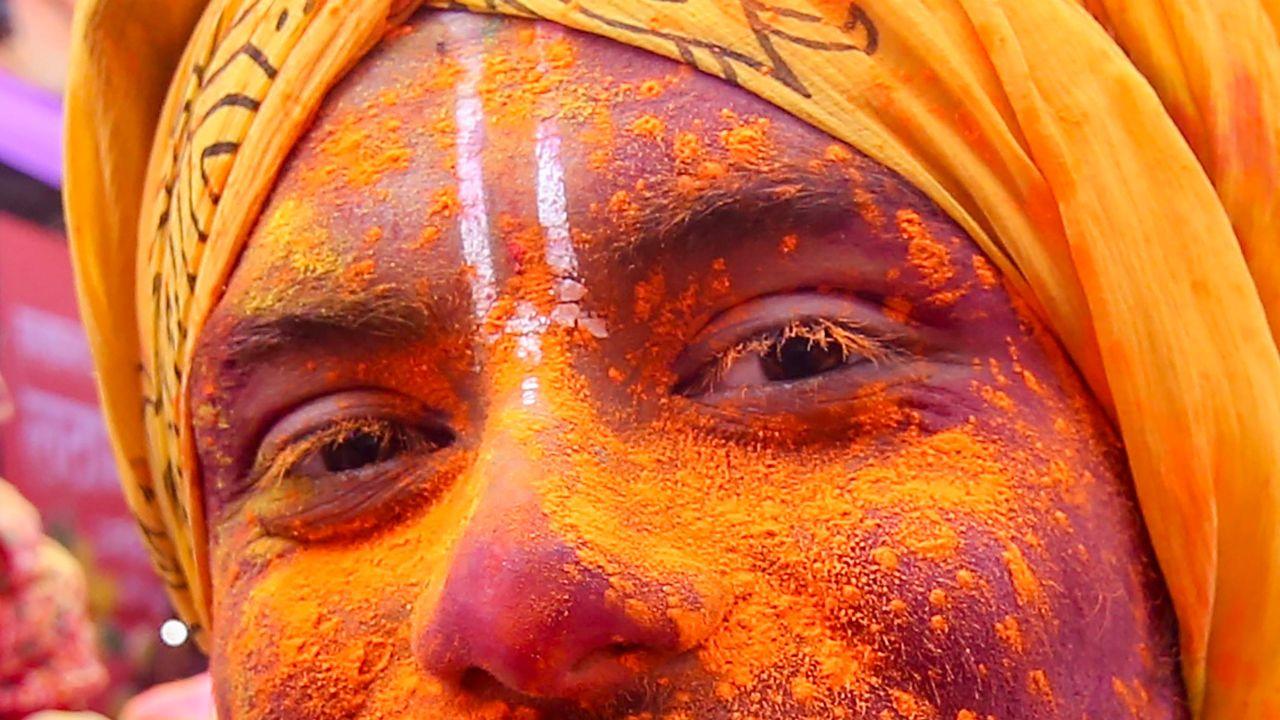 <p>Smeared in gulal and lost in devotion, participants immerse themselves in the spirit of Lathmar Holi in the sacred town of Banaras</p> <p>Smeared in gulal and lost in devotion, participants immerse themselves in the spirit of Lathmar Holi in the sacred town of Banaras</p>