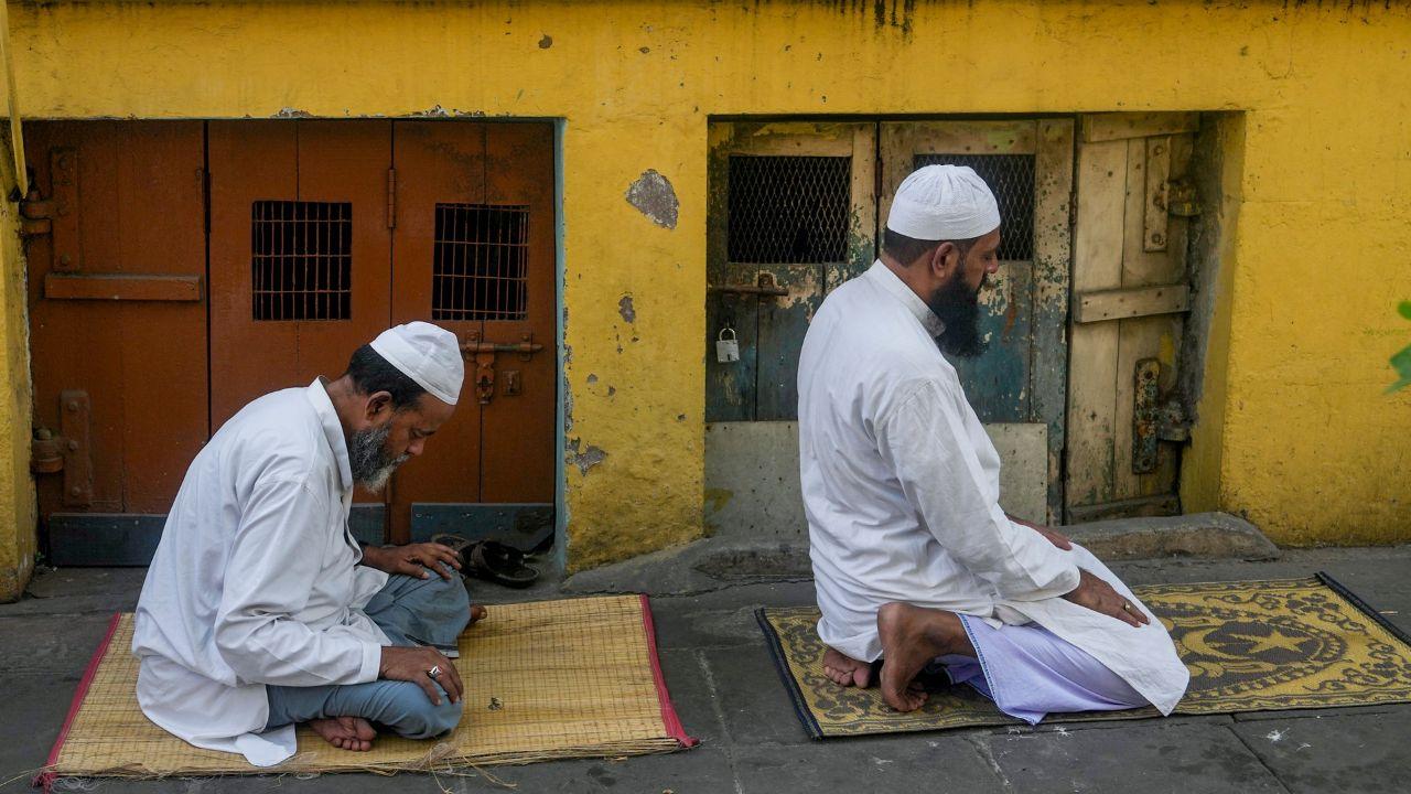 A spiritual atmosphere prevails as devotees engage in prayer at Tipu Sultan Masjid, in Kolkata.