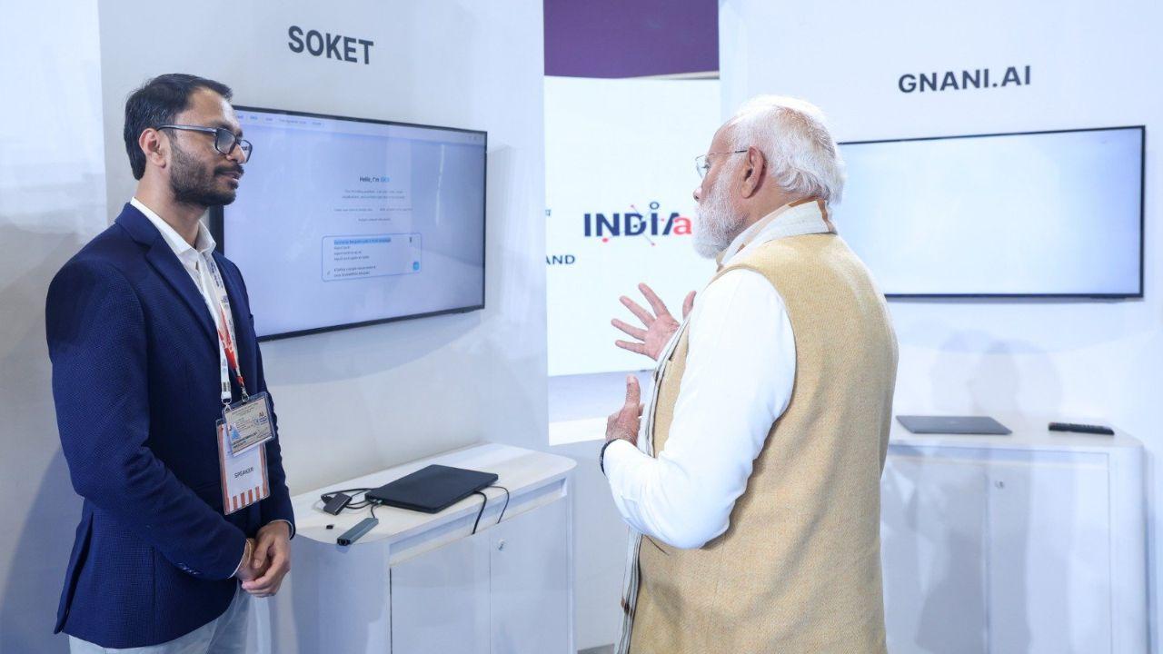The Prime Minister also interacted with startup founders and researchers, spending several minutes at stalls to understand AI solutions already deployed in real-world settings