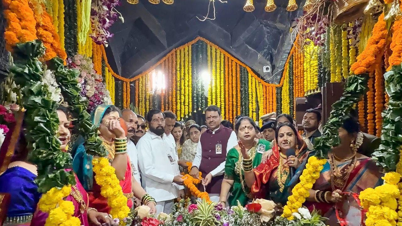 IN PICS| Shiv Jayanti: CM, deputy CMs perform cradle ritual at Shivneri Fort