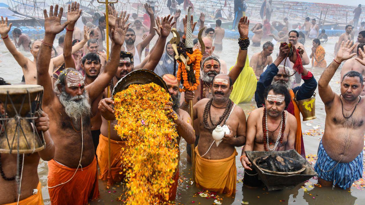 Magh Purnima marked the final holy bath for Kalpvasis, who have been observing Kalpvas for the past one month at the Magh Mela