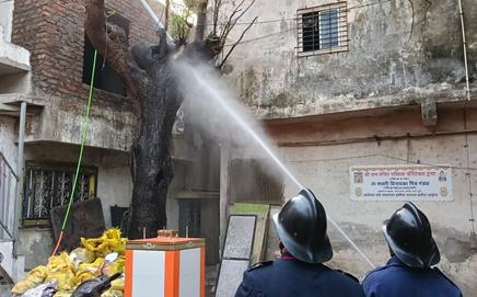 Tree near Ram Mandir, Kopri, Thane (East) caught fire early on Monday