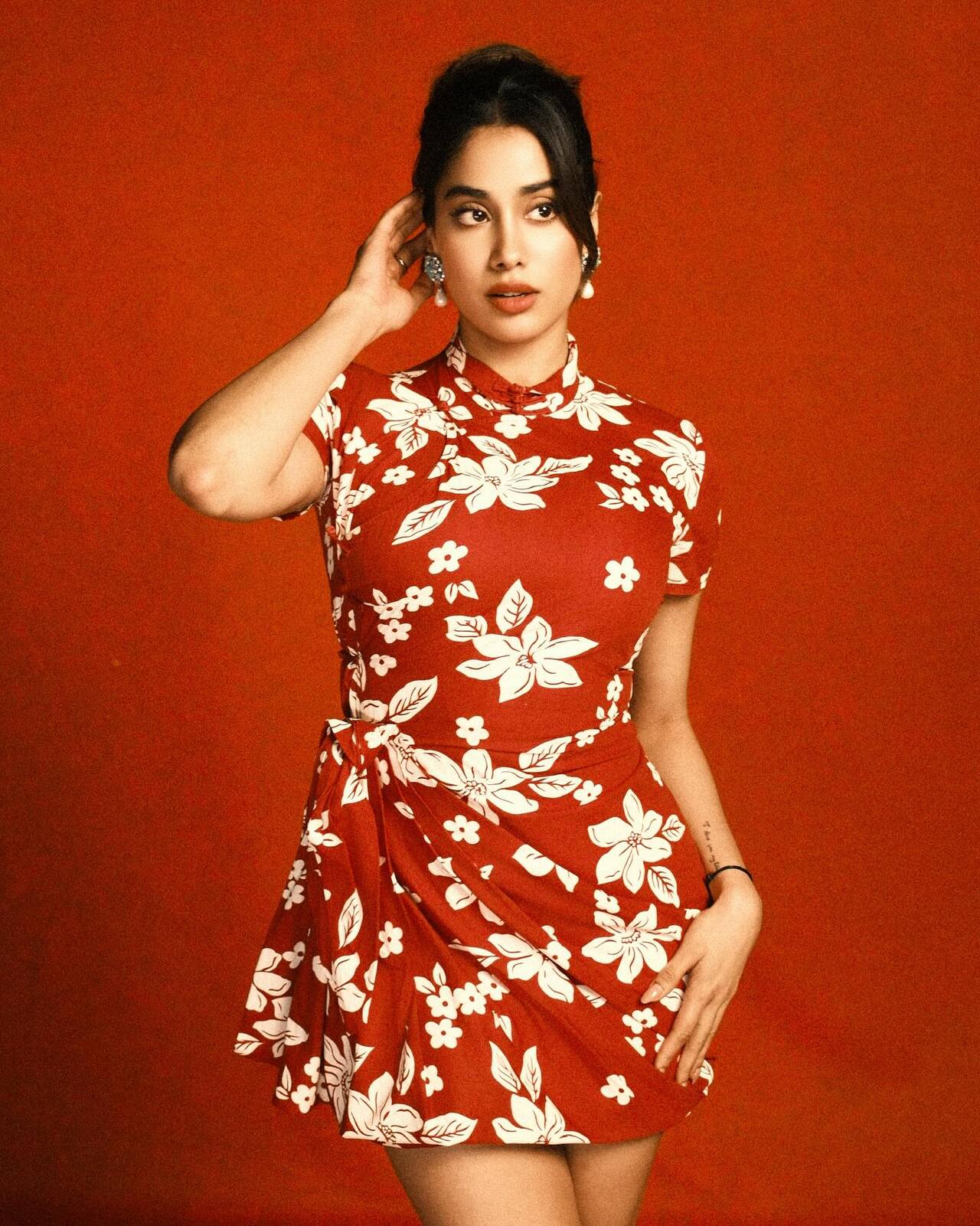 Janhvi Kapoor's little red floral dress is a must in your Valentine's Day wardrobe. Cute,Girly and something that adds a Genz touch this season of love.