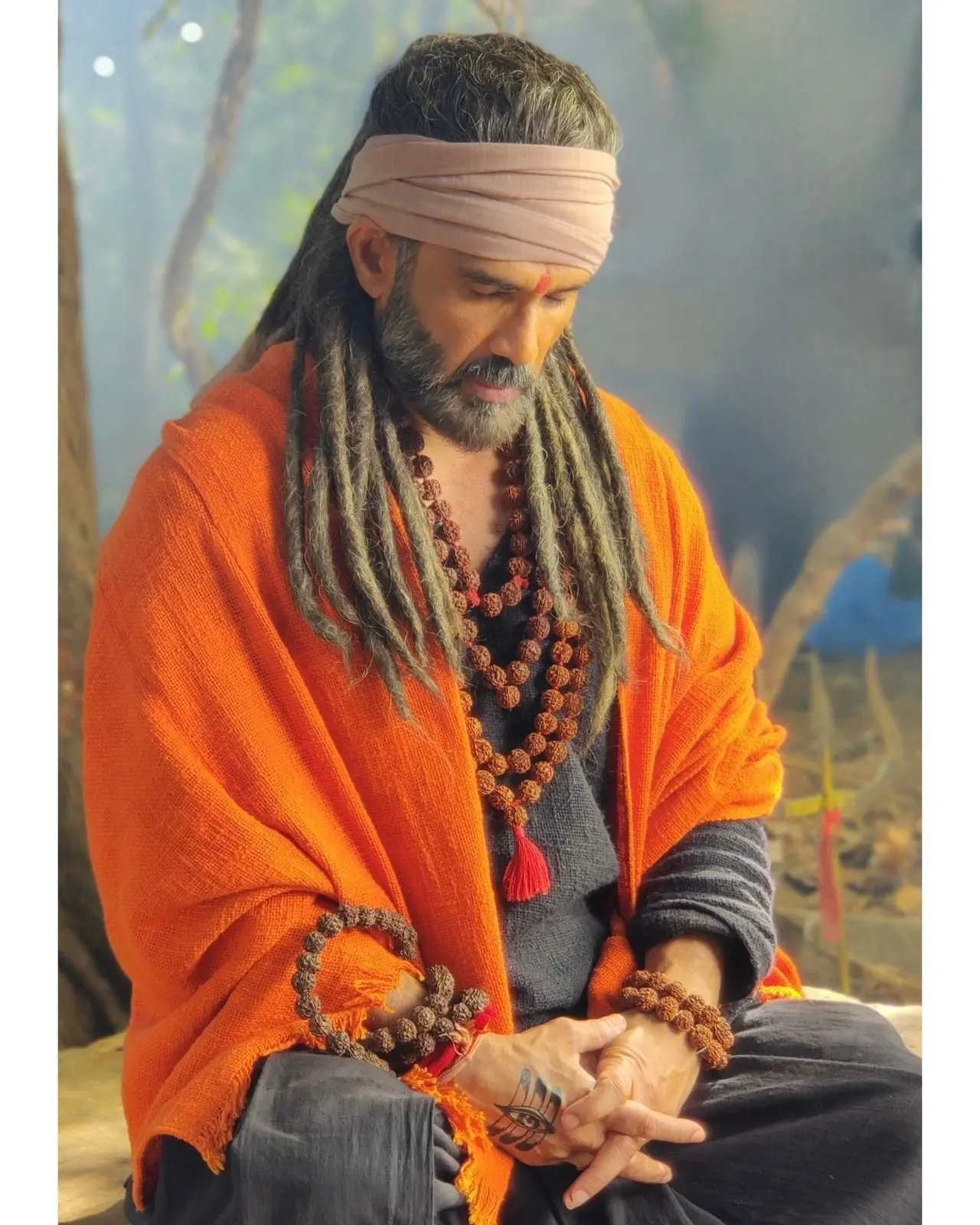 Actor Suniel Shetty uploaded a photo of himself on Instagram sitting peacefully dressed as a Sadhu and wished everyone on Mahashivratri saying, 