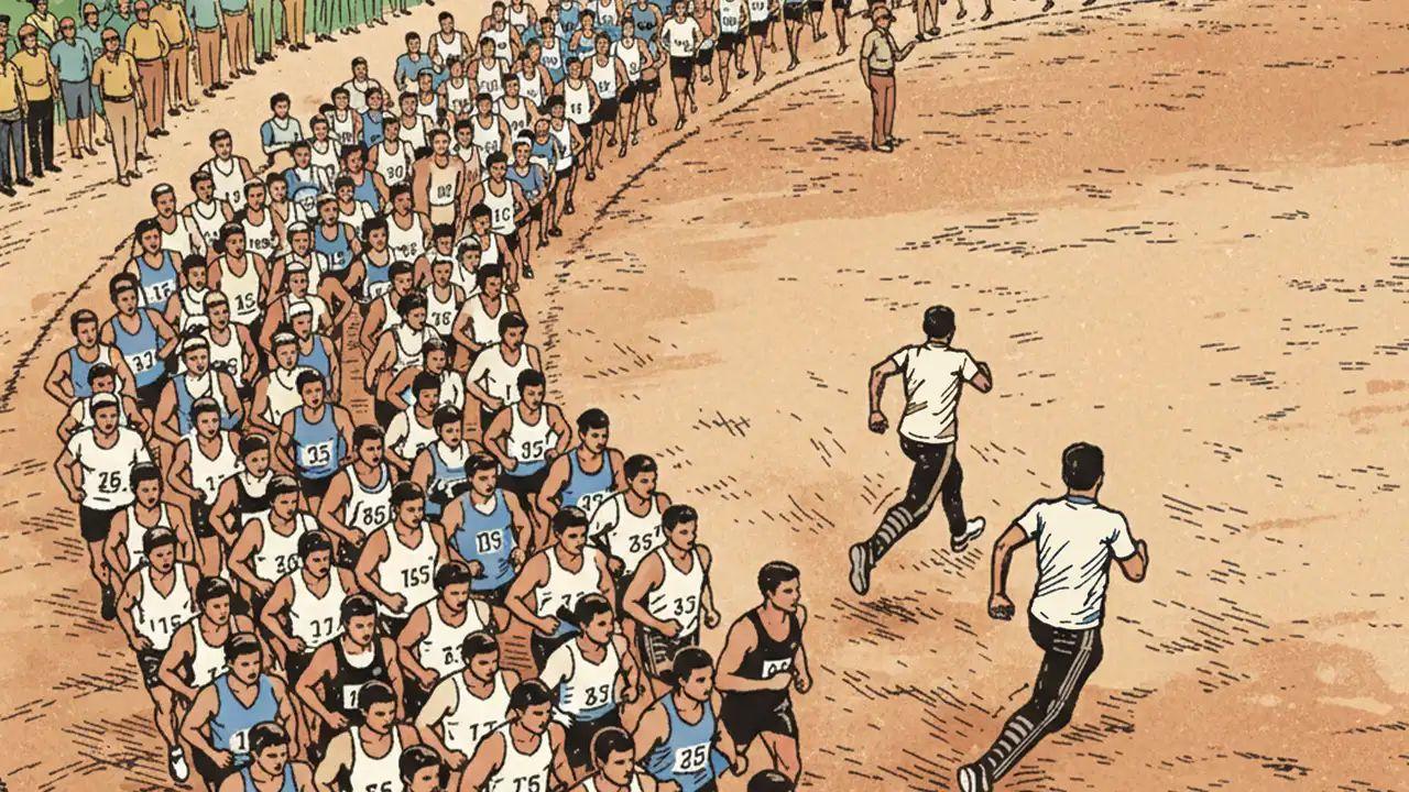 Omkar Ravindra Pawar from Nashik, and Suyash Sitaram Khande from Mumbai took a shortcut in the 1600-metre run by going off the track and re-entering later; both were booked