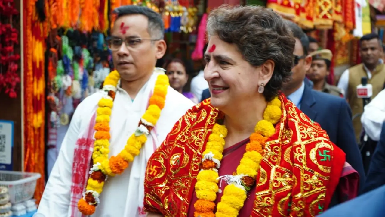IN PHOTOS: Priyanka Gandhi, Gaurav Gogoi Offer Prayers at Maa Kamakhya Temple