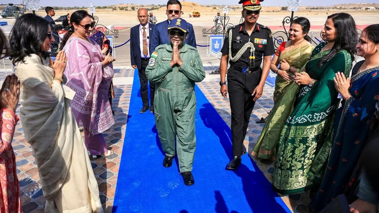 IAF Chief Air Marshal A P Singh welcomed the president at the IAF station