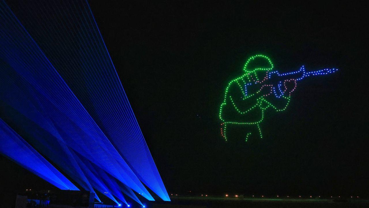 The drone display culminated with a depiction of Operation Sindoor, blending technology and tribute in a dramatic finale to the Vayushakti rehearsal
