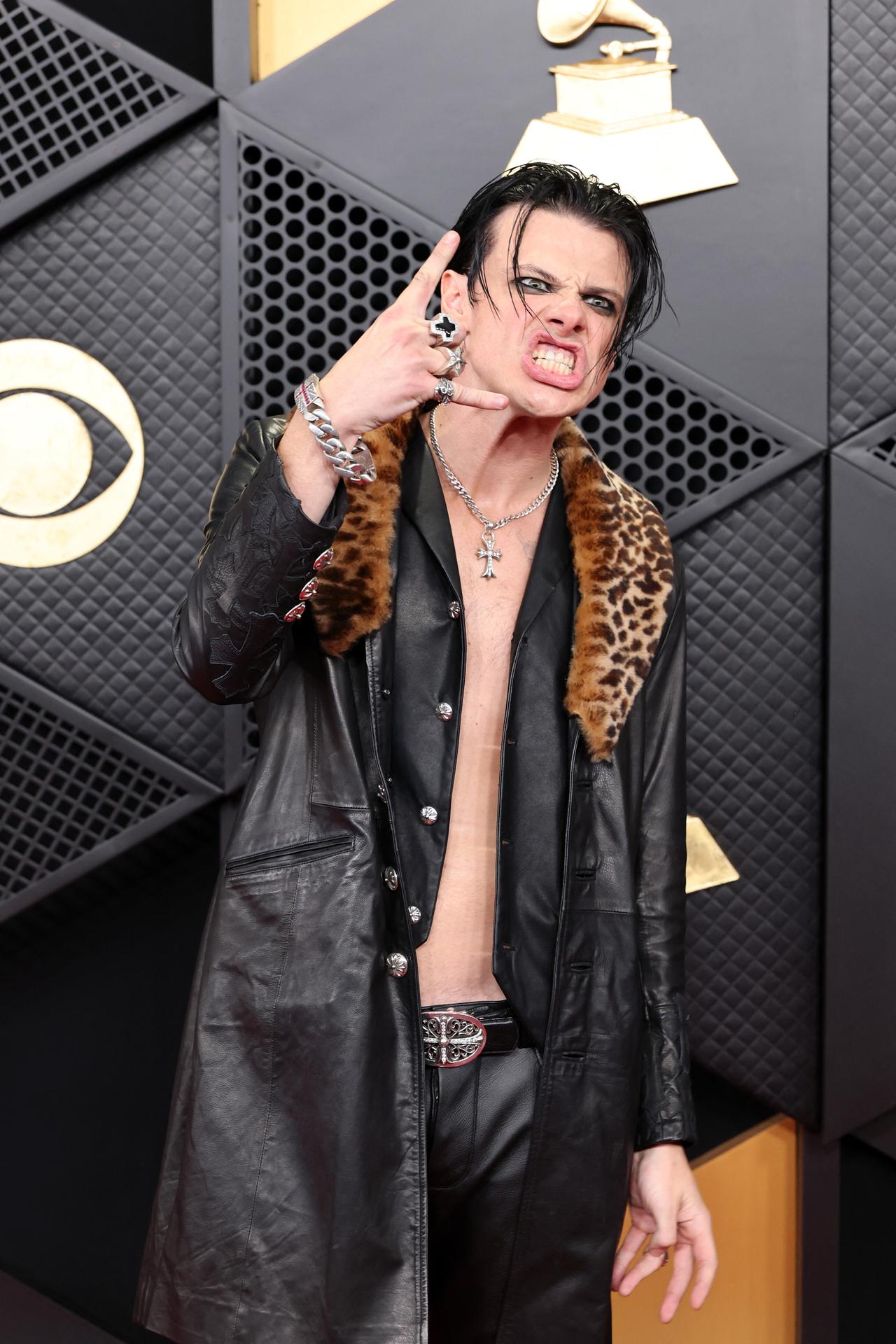 <p>Musician Yungblud arrived at the 68th Grammy Awards in style. He donned a black blazer with a cheetah print on his shoulder paired with black bottoms.</p> <p>Musician Yungblud arrived at the 68th Grammy Awards in style. He donned a black blazer with a cheetah print on his shoulder paired with black bottoms.</p>