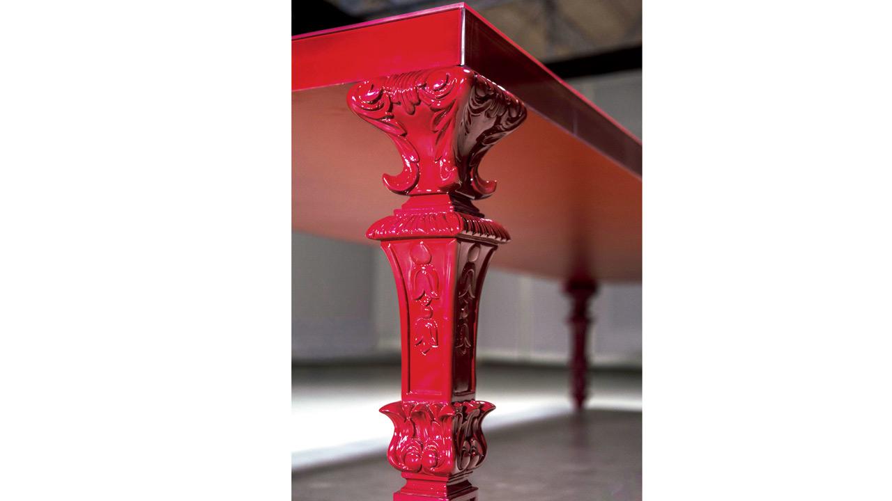 A close-up of Baroque dining table