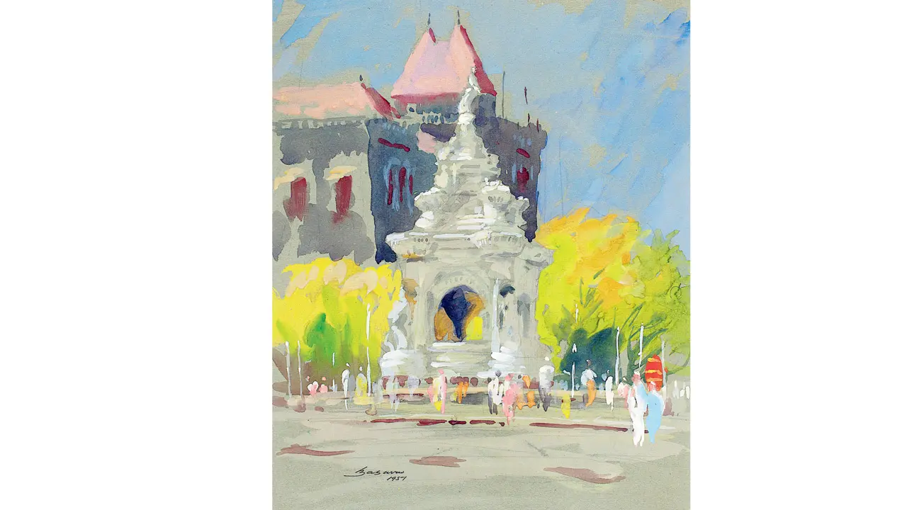 Flora Fountain, Bombay, Baburao Sadwelkar (1928-2000), 1951