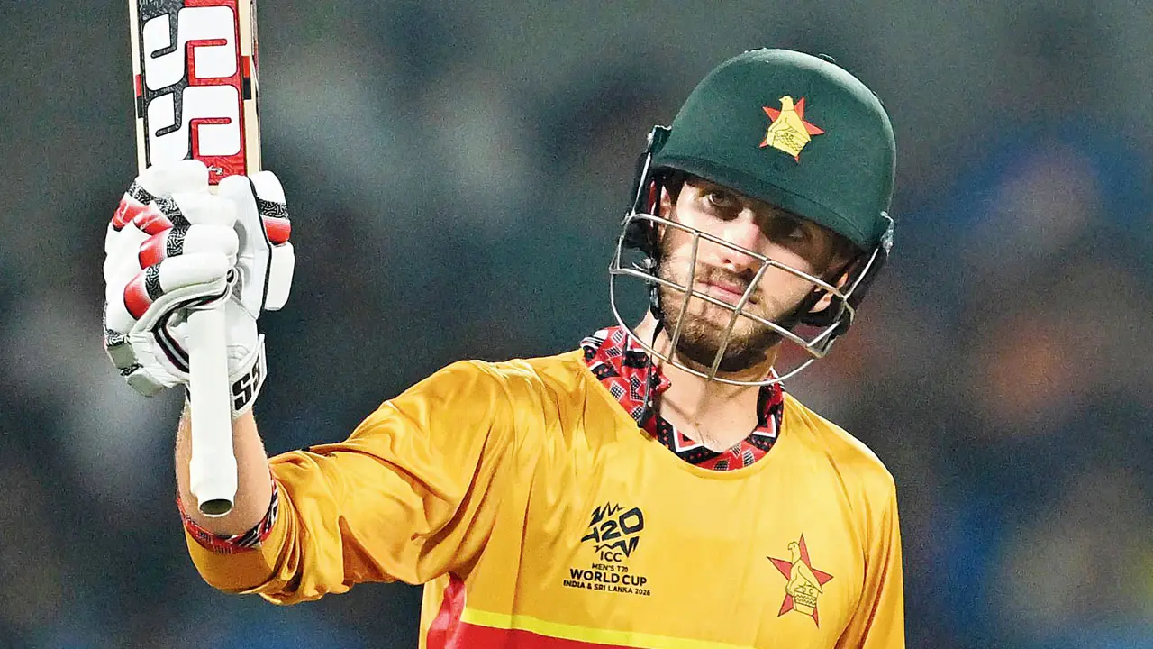 Zimbabwe’s Brian Bennett’s celebrates his half-century. Pic/AFP