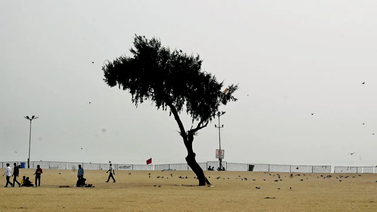 View of the sky over Chowpatty on Wednesday, with air quality in the satisfactory range