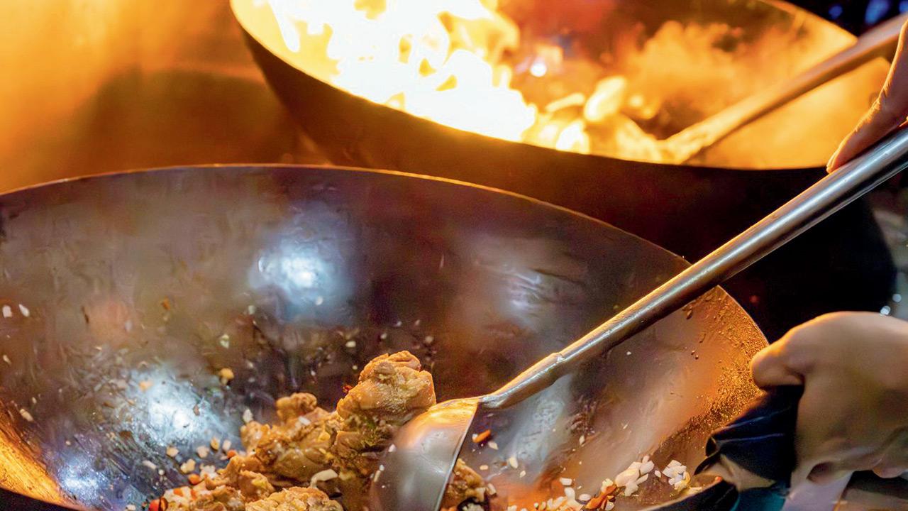 Keep the heat on high under the wok