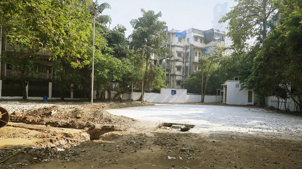 A concreted patch at the playground in Colaba. Pics/Ashish Raje
