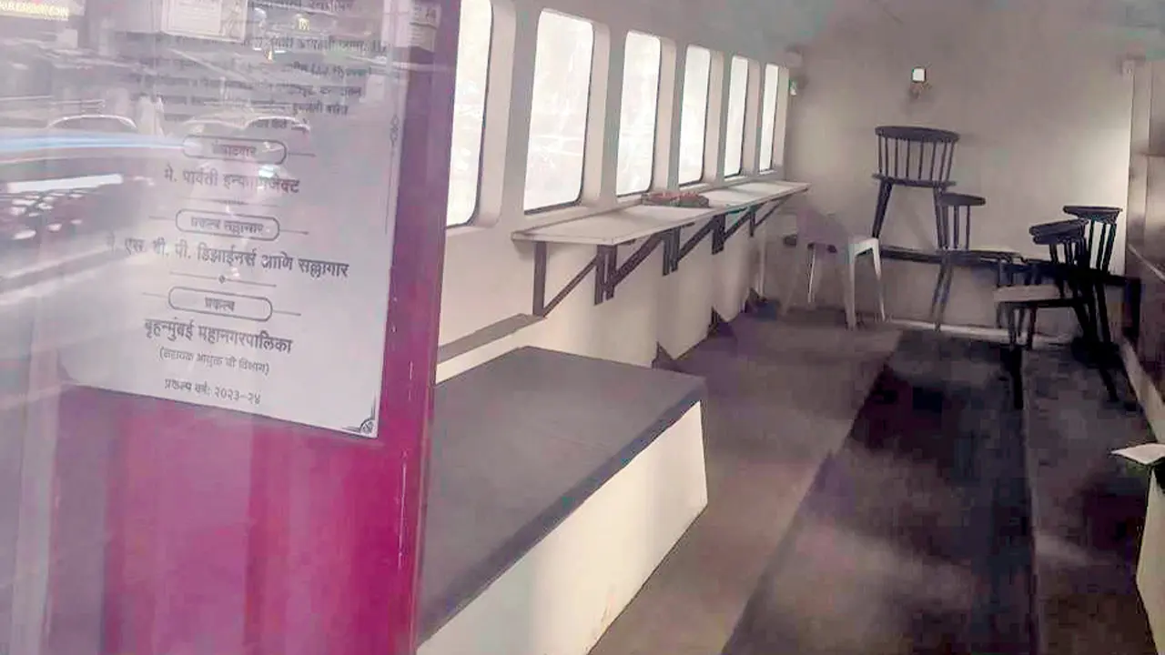 Inside the double-decker, seen through a dusty window. Pic/Rajendra B Aklekar