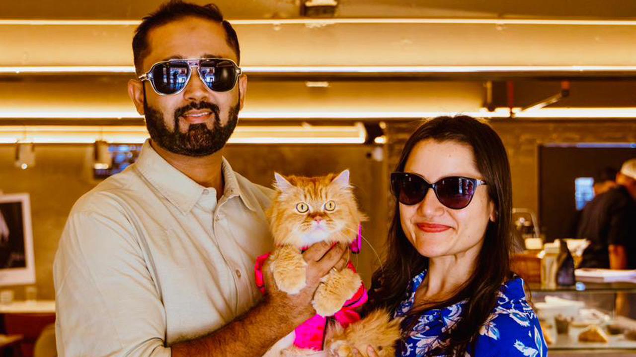 Hitesh and Manisha Sharma with Plowy