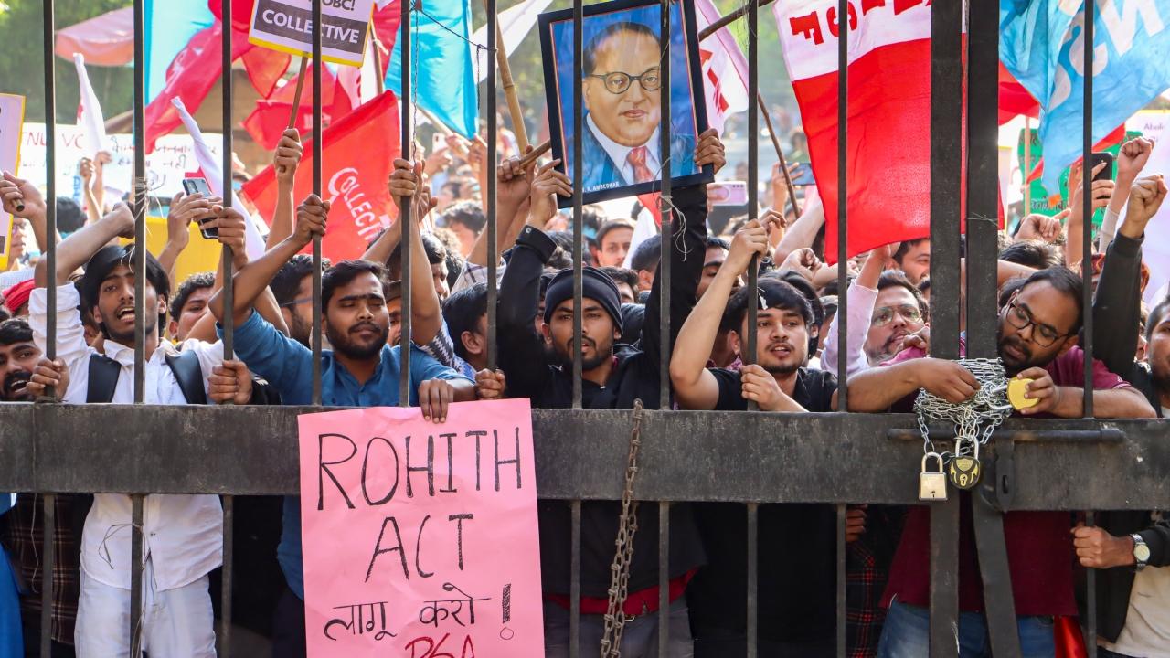 The arrests followed an attempted march by JNUSU members, who had gathered at Sabarmati T-Point on the campus and sought to move towards the education ministry as part of ongoing protests over JNU Vice Chancellor Santishree Dhulipudi Pandit's recent remarks on a podcast over the implementation of UGC norms, rustication of JNUSU office bearers, and the proposed Rohith Act.